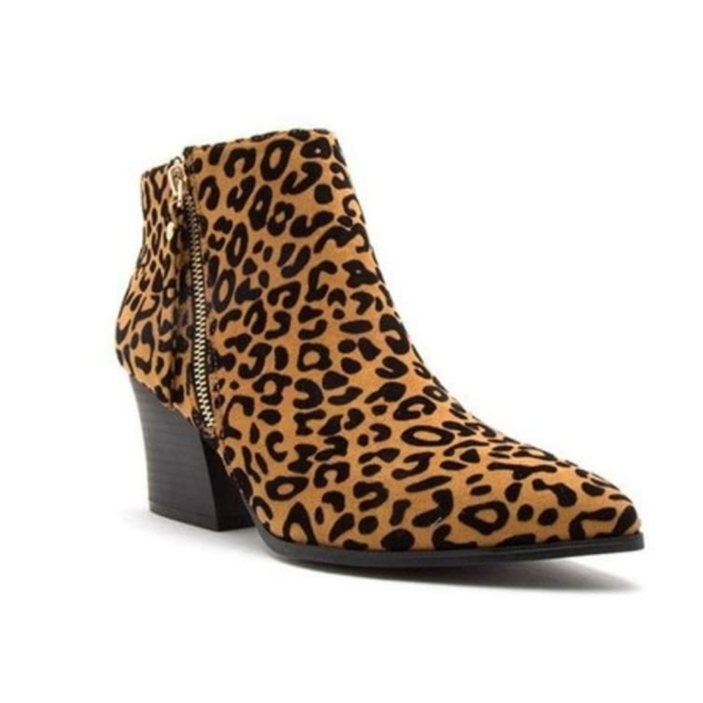 👢👢👢 Animal Pring Side Zip Fashion Booties